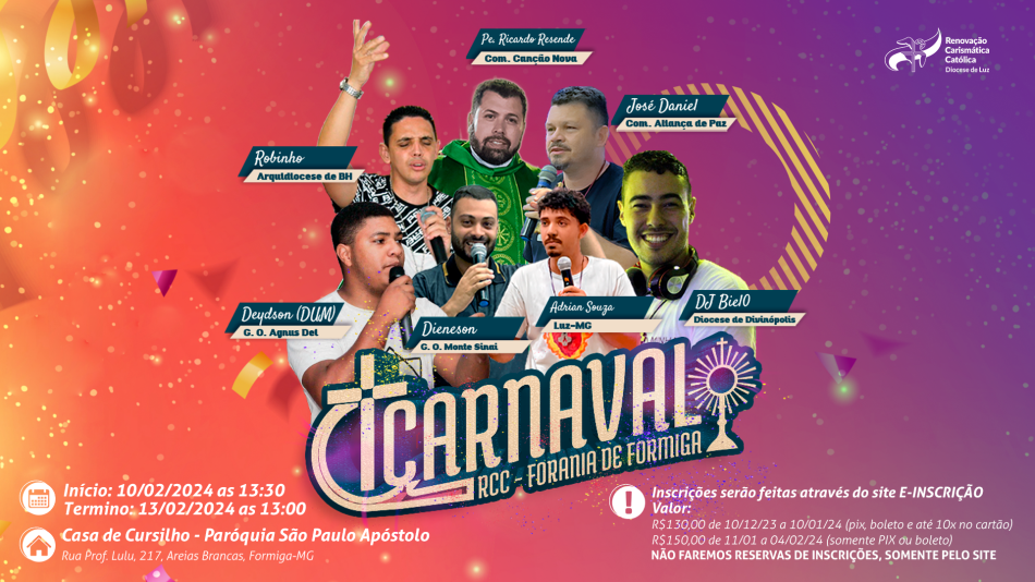 Formiga: Inscrições para o Retiro de Carnaval 2024 da Renovação Carismática estão abertas
