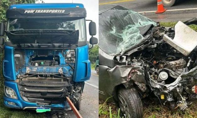 Motorista bate carro em carreta na MG-050, entre Divinópolis e Formiga