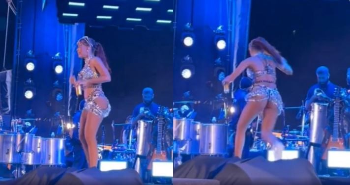 Anitta foge de fã que invadiu o palco nos ensaios pré-carnaval