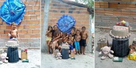 Aniversário de criança com bolo e doce de areia comove internet