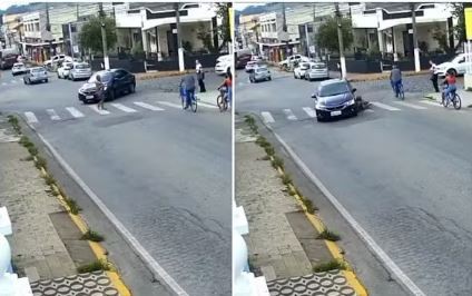 Mulher é atropelada por carro ao atravessar na faixa de pedestres em Itajubá, MG
