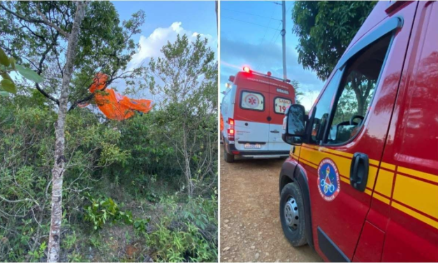 Homem morre ao passar mal e cair durante voo de parapente em Minas