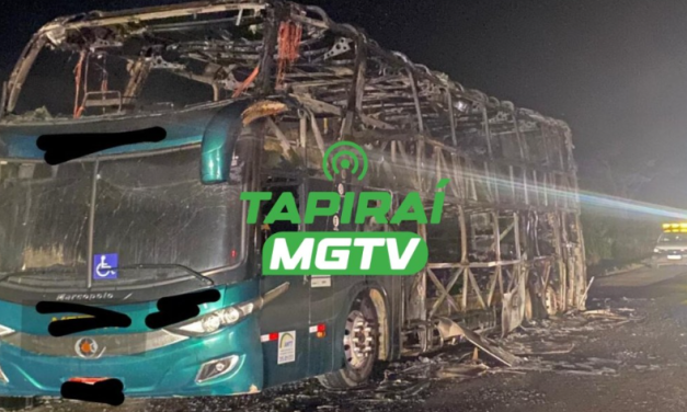 Ônibus que transportava 25 passageiros pega fogo na BR-262