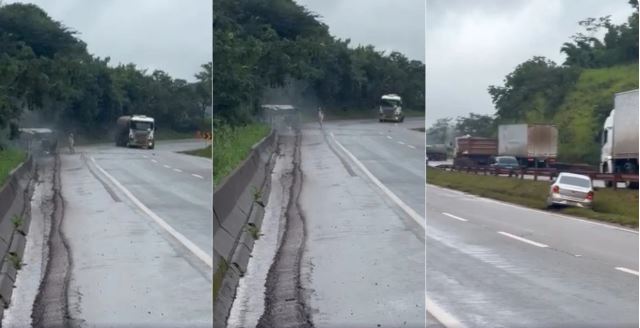 Motorista bate carro na Fernão Dias, grava vídeo e flagra sequência de acidentes em MG