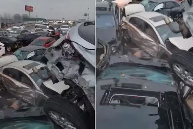 Megaengavetamento envolvendo 100 carros na China deixa vários feridos