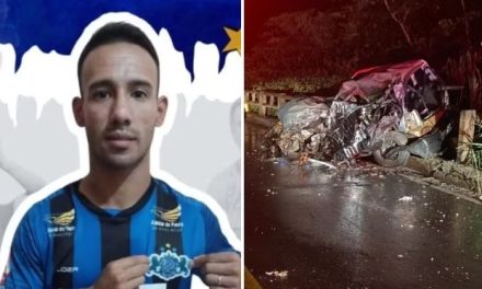 Jogador de futebol morre e namorada fica ferida após carro ser destruído em acidente