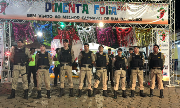 Presença da Polícia Militar marca o primeiro dia de carnaval da cidade de Pimenta e distrito de Santo Hilário