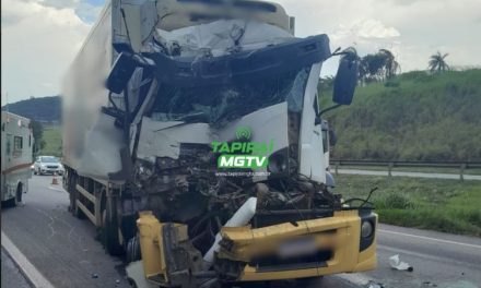 Colisão entre caminhão e carreta deixa trânsito lento na BR-262