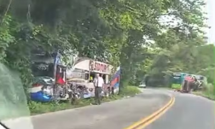 Quatro pessoas ficam feridas após batida entre carreta e ônibus com 56 romeiros