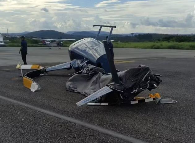 Após queda de helicóptero em Pará de Minas, piloto e proprietário saem ilesos