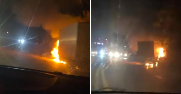 Acidente entre caminhão e carro causa interdição total da BR-381 na Grande BH
