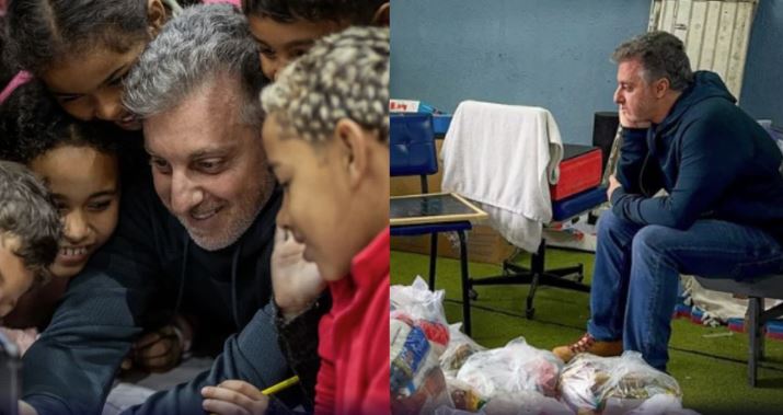Luciano Huck desembarca no RS após doar R$ 1 milhão para o estado