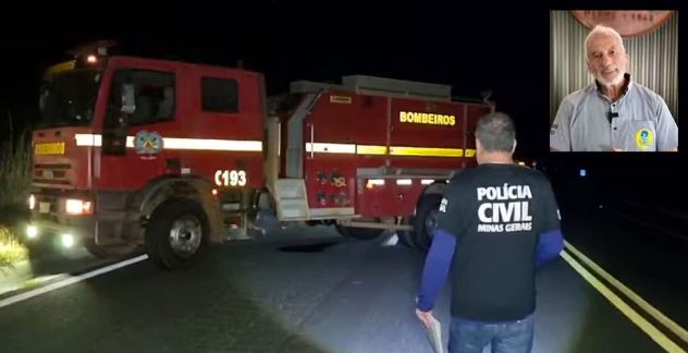 Garçom morre após bater carro em caminhão do Corpo de Bombeiros na MG-050