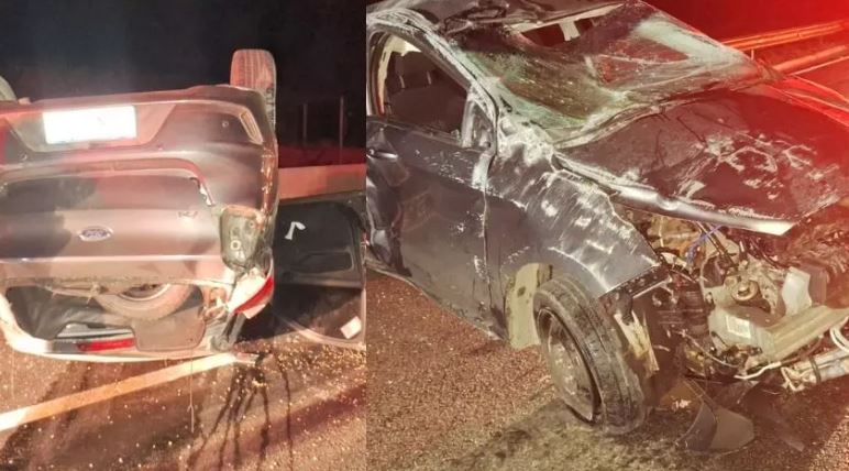Homem morre após carro colidir contra mureta e capotar na MG-050