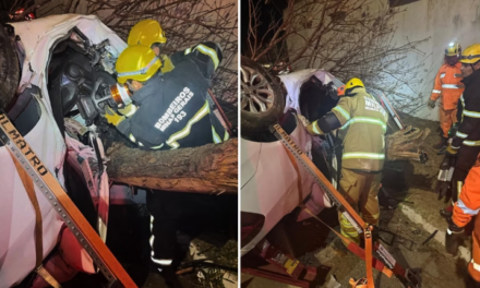 Dois jovens morrem e outros dois ficam gravemente feridos após carro bater em muro, em Minas Gerais