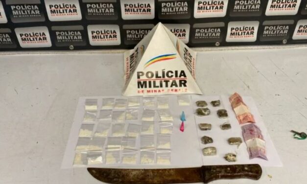 Suspeito ameaça familiares e é preso com drogas e facão enferrujado em Divinópolis