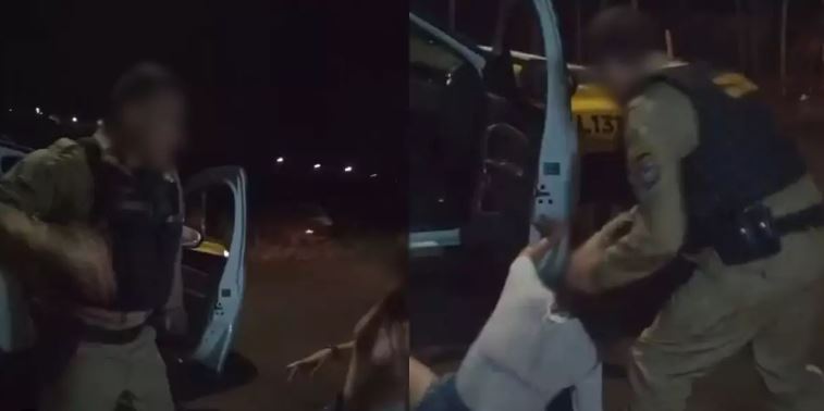 Policial agride e joga mulher no chão durante abordagem