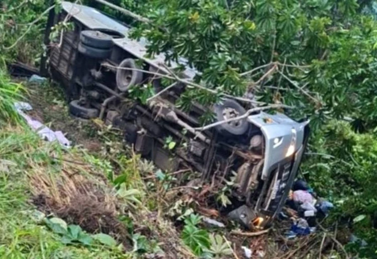 Quatro pessoas morrem e 10 ficam feridas após ônibus cair em ribanceira