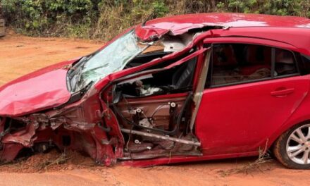 Mulher fica gravemente ferida após colisão entre carro e caminhão na MG-164, em Itapecerica