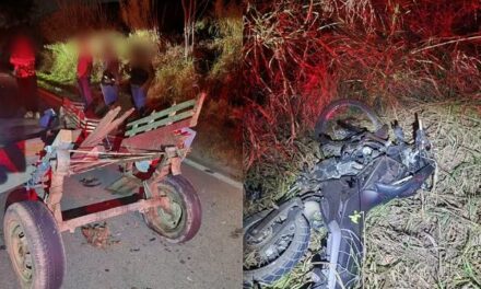 Três pessoas ficam gravemente feridas após colisão entre moto e charrete no Sul de MG