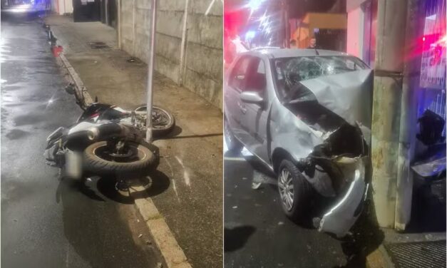 Batida entre carro e moto deixa três feridos em Alfenas