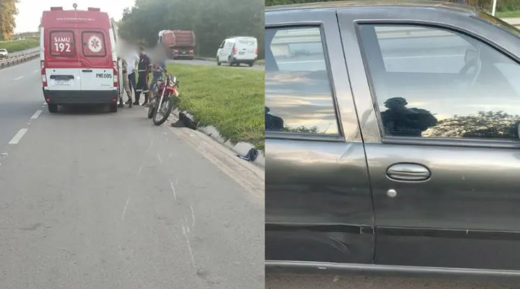 Colisão entre carro e moto deixa homem ferido na MG-050, em Divinópolis