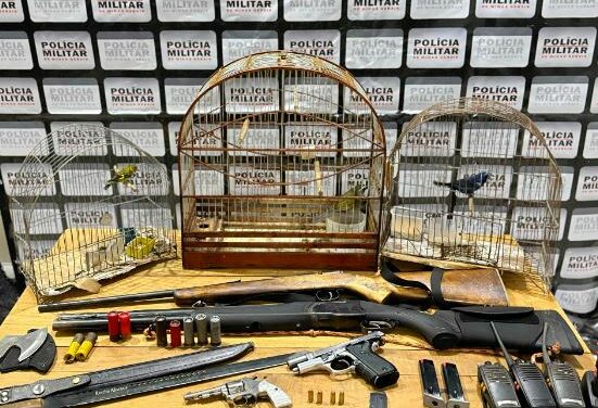 Armas, munições e pássaros mantidos em cativeiro são apreendidos na zona rural de Tapiraí