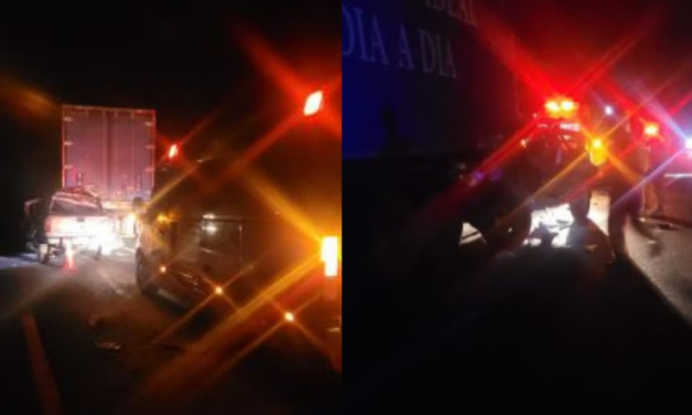 Batida entre caminhonete e carreta deixa três mortos na BR-356