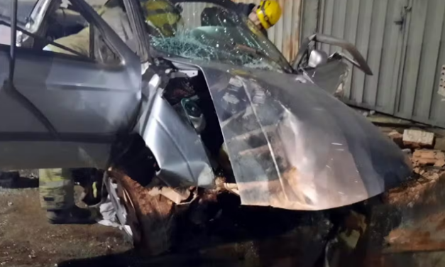 Passageira morre após carro bater em placa de sinalização e mureta na BR-459