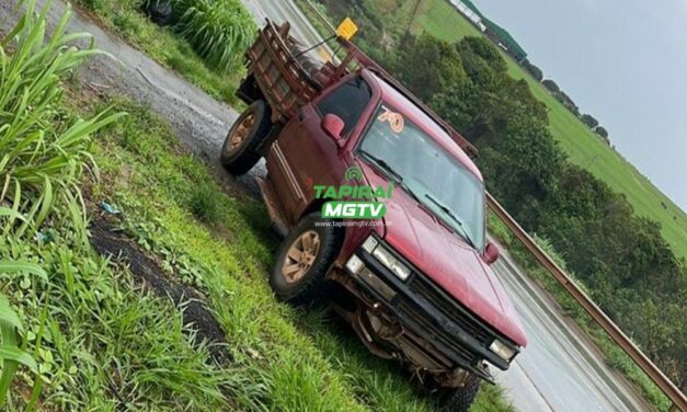 Radialista de Campos Altos sofre acidente após caminhonete rodar na pista molhada e bater em guard rail na BR-354