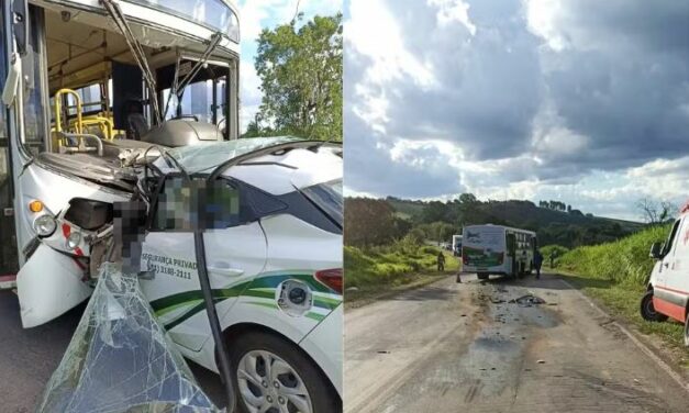 Batida entre carro e ônibus de transporte coletivo deixa uma pessoa morta em Três Corações