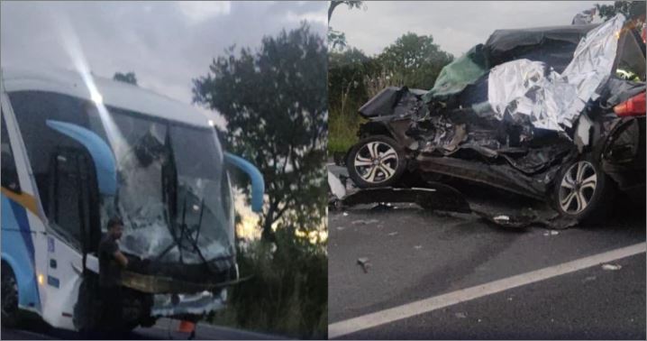 Batida entre ônibus e carro mata quatro pessoas na BR-135, no Norte de Minas