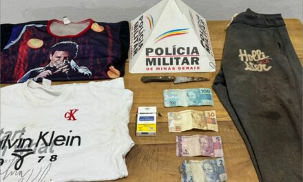 Polícia Militar de Bambuí prende em flagrante suspeito de roubo a comércio e recupera parte do material subtraído