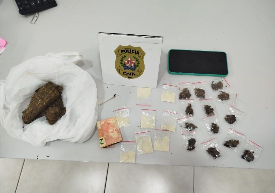 Jovem é preso por violência doméstica e tráfico de drogas em Araújos