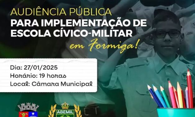 Implantação de escola cívico-militar será debatida em audiência pública