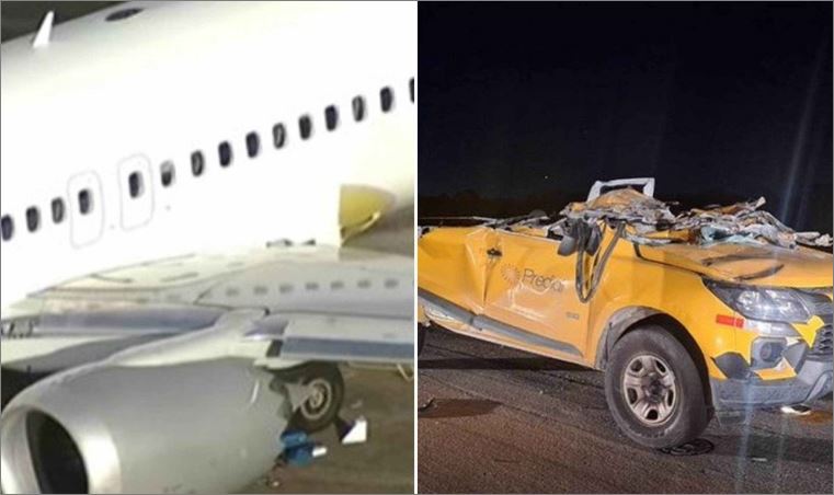 Veja o que disse piloto de avião que bateu em carro no aeroporto no Galeão