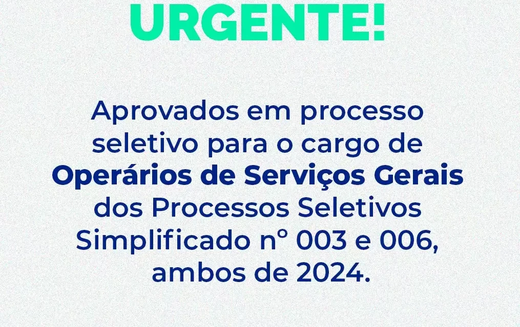 Prefeitura de Formiga convoca aprovados para Operários de Serviços Gerais