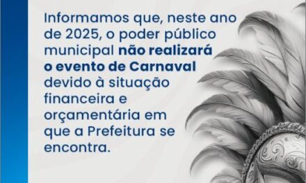 Prefeitura de Formiga comunica que não promoverá Carnaval este ano