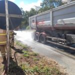 Incêndio em carreta é controlado pelos bombeiros na BR-354