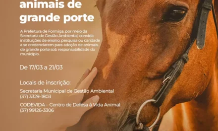 Formiga: inscrições abertas para adoção de animais de grande porte