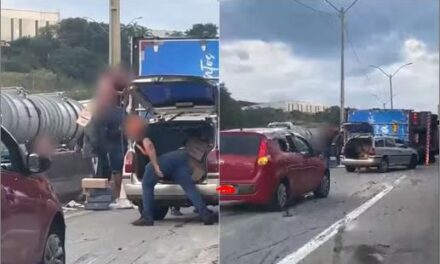 Dois caminhões têm cargas saqueadas após acidentes na Fernão Dias, no Sul de Minas