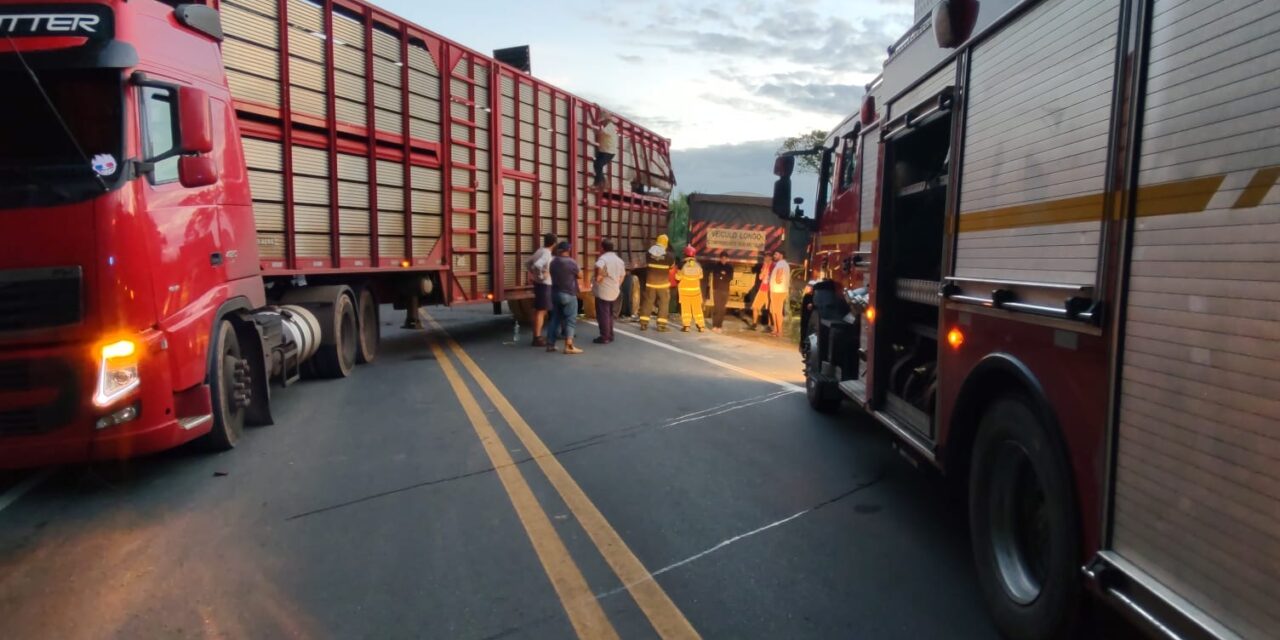 Acidente com veículos de carga bloqueia BR-354, em Formiga