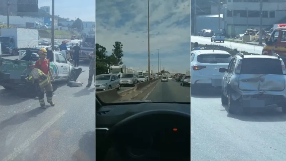 Carreta perde o freio, arrasta carro e atinge outros sete no Anel Rodoviário de BH