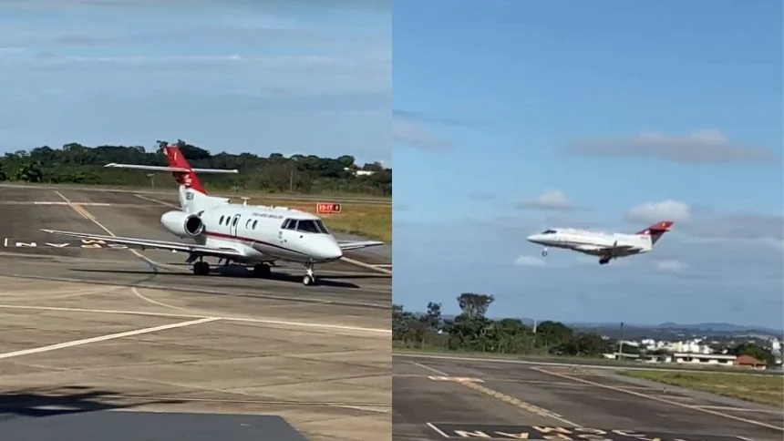 Força Aérea Brasileira faz inspeção em pista no Aeroporto de Divinópolis