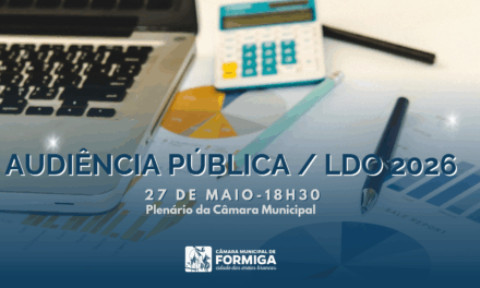Câmara Municipal de Formiga realizará Audiência Pública para discutir diretrizes orçamentárias de 2026