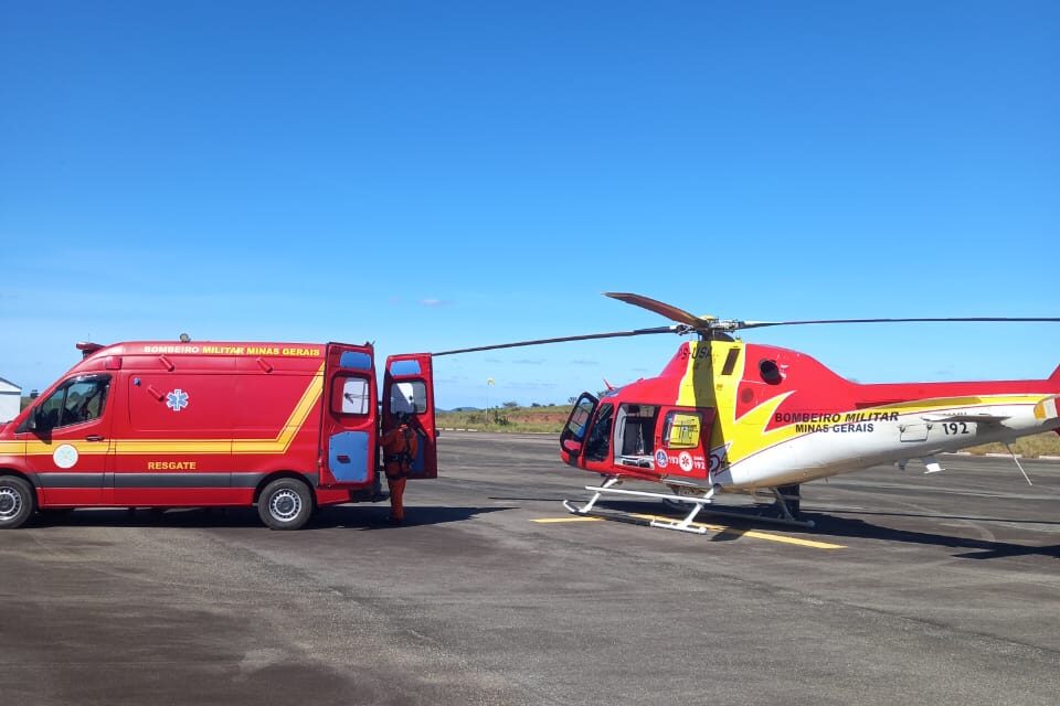 Bombeiros realizam transporte aéreo de recém-nascido, em Campo Belo