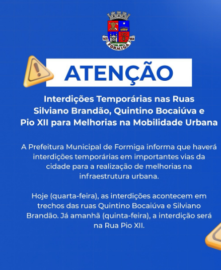 Trechos de ruas serão interditados para manutenção nesta quarta e quinta-feira