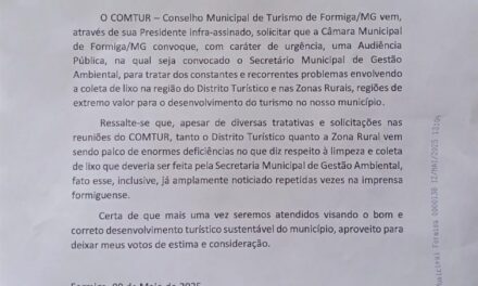 COMTUR quer audiência pública na Câmara para discutir problemas relativos à limpeza urbana