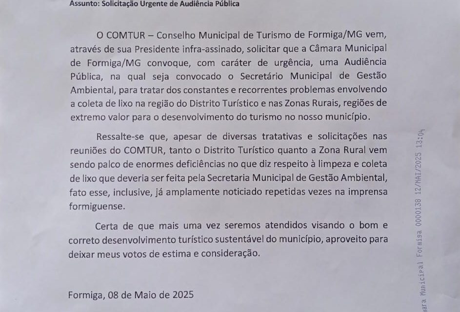 COMTUR quer audiência pública na Câmara para discutir problemas relativos à limpeza urbana