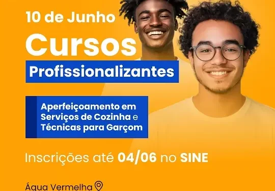 SINE Formiga abre inscrições para cursos gratuitos de Garçom e Serviços de Cozinha